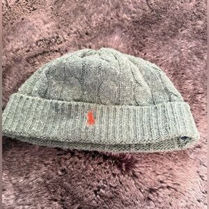 Polo Ralph Lauren Cable Knit Wool
Beanie Green with Orange Pony